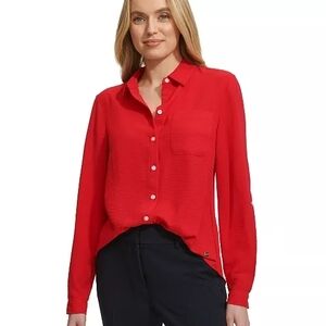 Tommy Hilfigur Women's Red Button-Up Blouse
